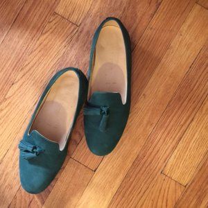 Dieppa Restrepo forest green suede tassel loafer 7